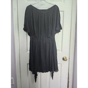 Nina Ricci Black Silk/Linen Sleeveless Knee-Length Pleated Dress FR 40/US 8